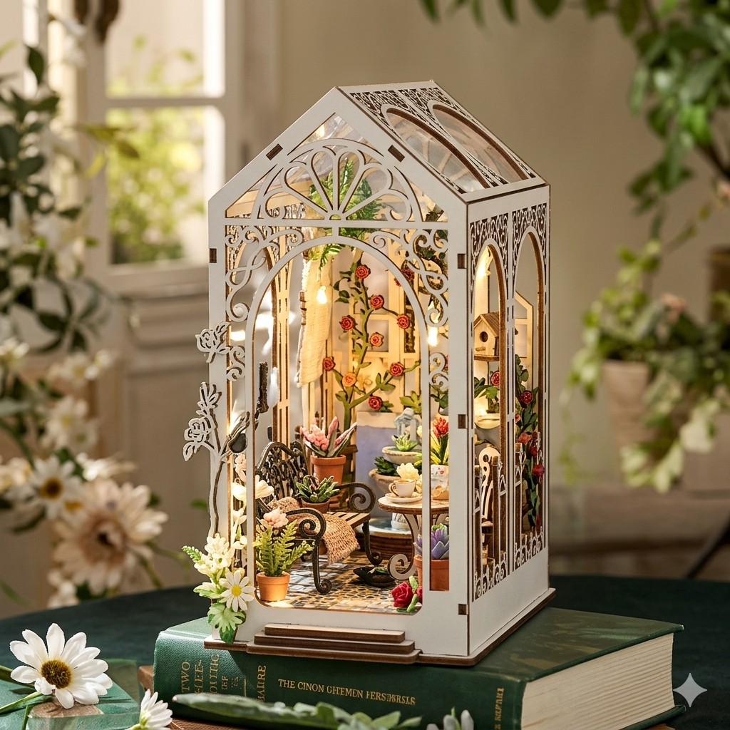 Robotime Rolife Book Nooks Series Stories In Books 4 Kinds DIY Wooden Miniature House Furniture Sakura Densya TGB01 Dropshipping - Image 2