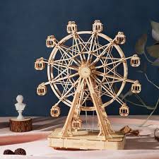 Robotime DIY Wooden Rotatable Ferris Wheel Model With Playing Music Toys For Children Birthday TGN01