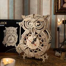Robotime Rokr Creative DIY Toys 3D Owl Wooden Clock Building Block Kits For Children Christmas Gifts Home Decoration LK5 - Image 2