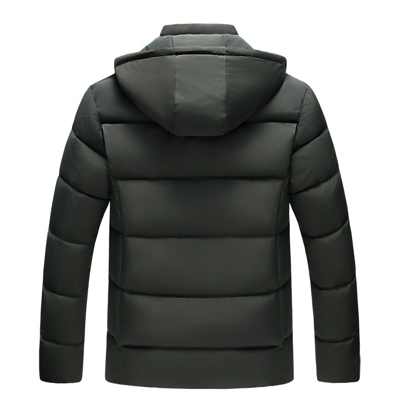 2024 Men's Cotton Coat Trendy Foreign Trade New Men's Hooded Cotton Coat Plus Velvet Style Non-Velvet Cotton Coat Men's One-Piece Drop Shipping - Image 3