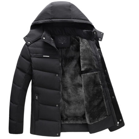 2024 Men's Cotton Coat Trendy Foreign Trade New Men's Hooded Cotton Coat Plus Velvet Style Non-Velvet Cotton Coat Men's One-Piece Drop Shipping
