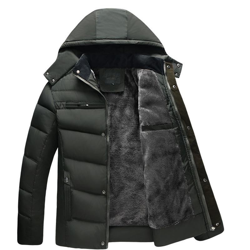 2024 Men's Cotton Coat Trendy Foreign Trade New Men's Hooded Cotton Coat Plus Velvet Style Non-Velvet Cotton Coat Men's One-Piece Drop Shipping - Image 5