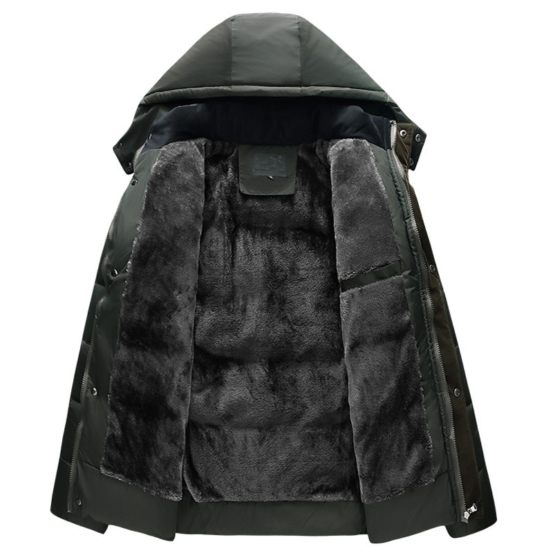 2024 Men's Cotton Coat Trendy Foreign Trade New Men's Hooded Cotton Coat Plus Velvet Style Non-Velvet Cotton Coat Men's One-Piece Drop Shipping - Image 4