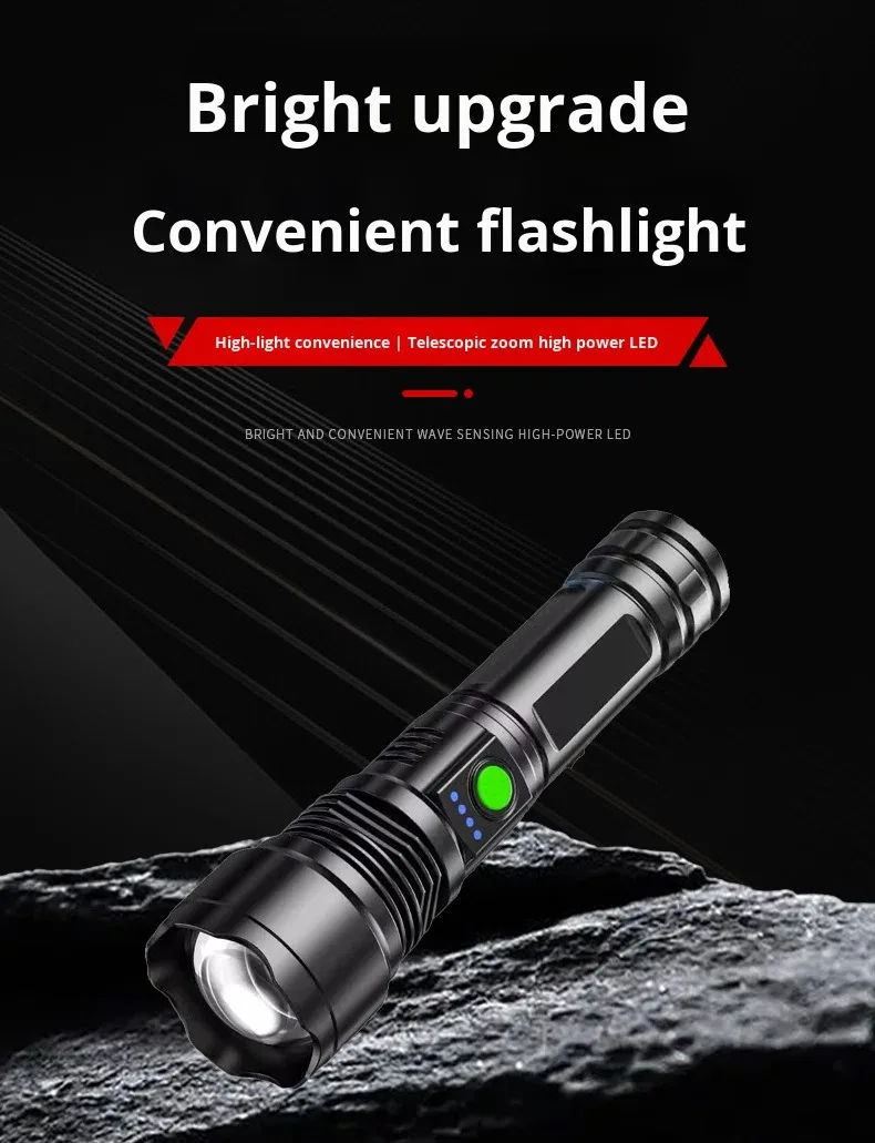 Strong Light LED Flashlight Outdoor Patrol & Night Fishing USB Charging Long Range Portable Handheld Lighting - Image 4