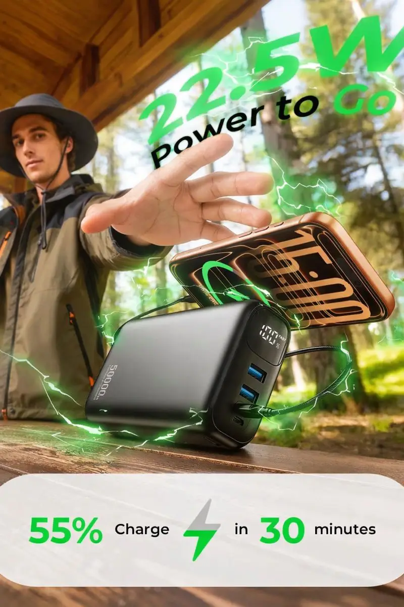 Factory Custom 50000mAh Portable Powerbank PD 22.5W Fast Charging Power Bank for Cell Phone - Image 2