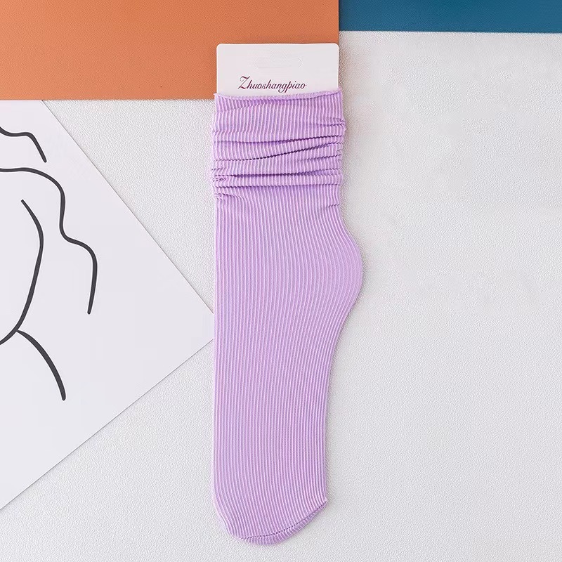 Zhuji Socks for Women, Summer Ultra-Thin Ice Silk Slouch Socks, Japanese Jk School Style, Versatile Solid Color High Tube Socks for Girls, Korean Version - Image 17