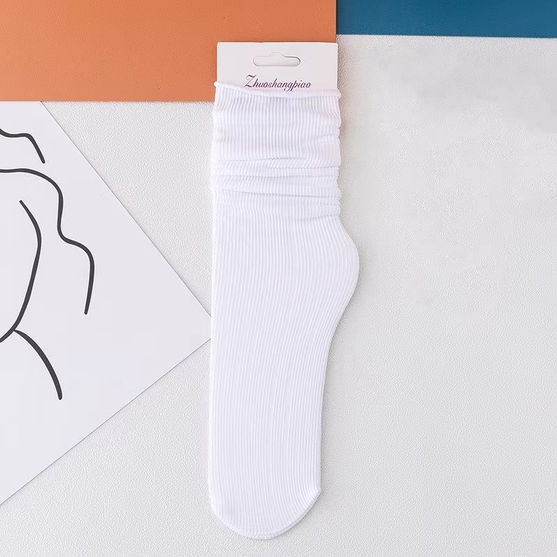 Zhuji Socks for Women, Summer Ultra-Thin Ice Silk Slouch Socks, Japanese Jk School Style, Versatile Solid Color High Tube Socks for Girls, Korean Version - Image 6