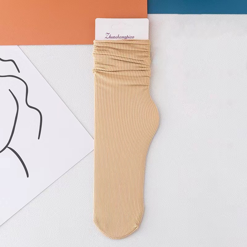 Zhuji Socks for Women, Summer Ultra-Thin Ice Silk Slouch Socks, Japanese Jk School Style, Versatile Solid Color High Tube Socks for Girls, Korean Version - Image 9