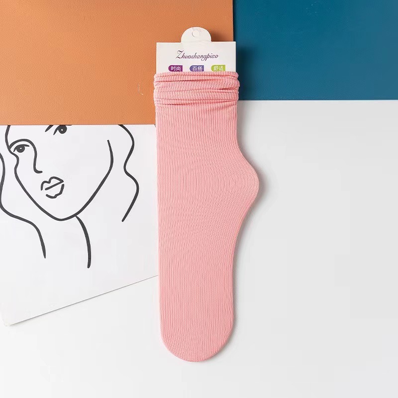 Zhuji Socks for Women, Summer Ultra-Thin Ice Silk Slouch Socks, Japanese Jk School Style, Versatile Solid Color High Tube Socks for Girls, Korean Version - Image 11
