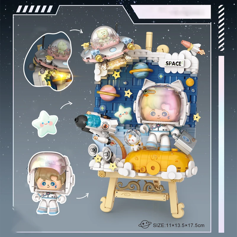 LOZ Space Series Astronaut 3D Painting Home Decor Creative Ornament Building Blocks Toys Educational Building Toys Birthday Gift - Image 3