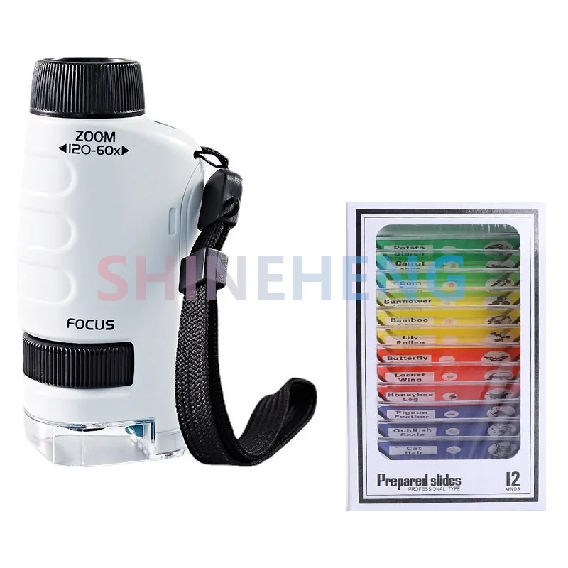 Pocket Microscope Kids Science Toy Kit 60-120x Educational Mini Handheld Microscope with LED Light Outdoor Children Stem Toy - Image 12