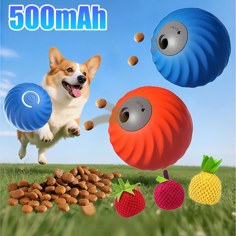 Smart Dog Automatic Snack Shake Ball Toy 2 in 1 Pet Leaky Food Ball Electric Ball Cat And Dog Grinding Teeth Dog Toy Feed Tools