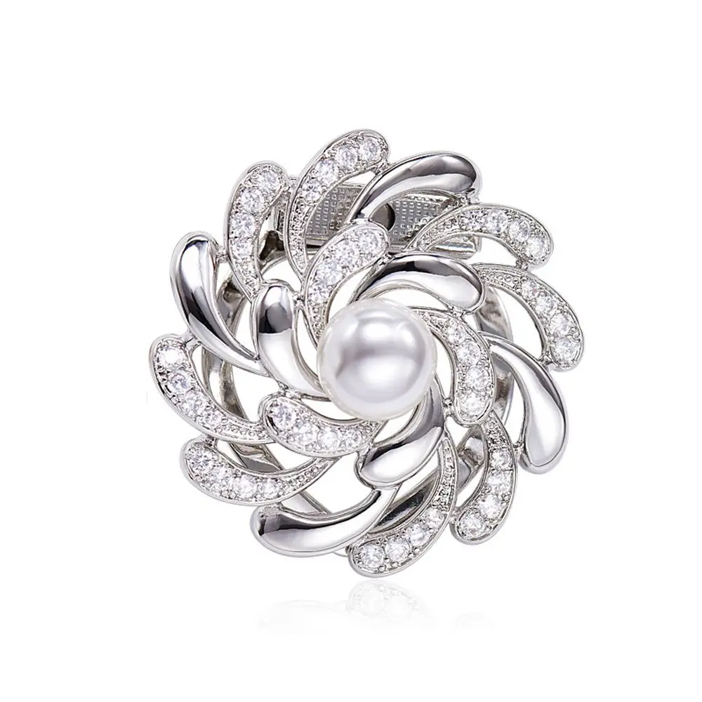 Gift Trendy Pearl Crystal Flower Fashion Jewelry Shawl Clip Scarf Ring Women Scarf Buckle Korean Style Brooch Pins - Image 9