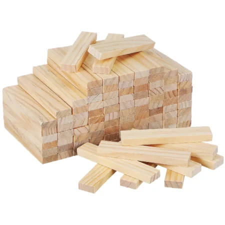 100Pcs Wooden Stacking Blocks Natural Solid Wood Building Set for Kids Toddlers Montessori Learning Fine Motor Skills Creative