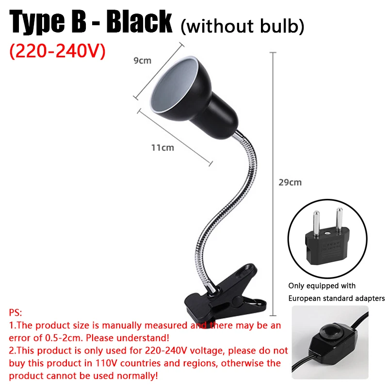 Reptile heating lamp holder UVA UVB Light Rotatable Basking Spot Light Simulated Sunlight For Turtle Lizard Dimmable 220-240V - Image 10