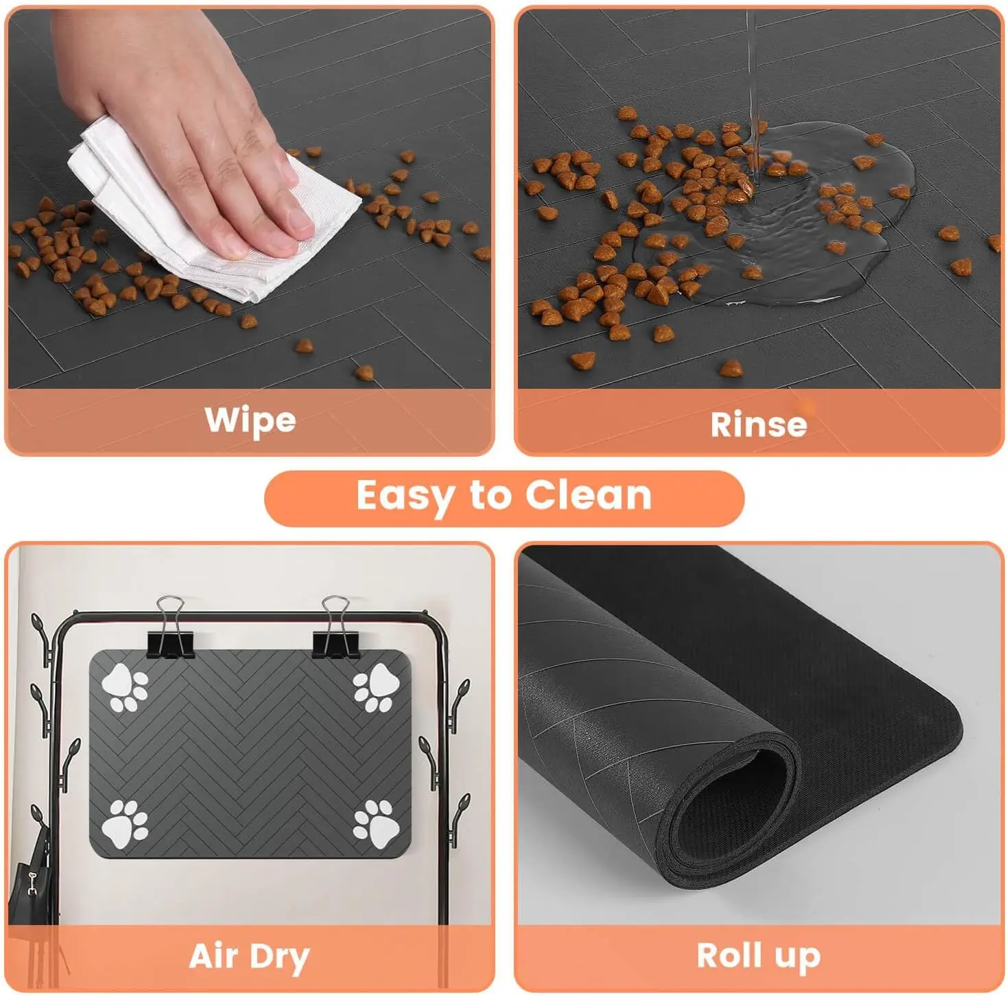 Pet Feeding Mat-Absorbent Pet Placemat for Food and Water Bowl, with Waterproof Rubber Backing, Quick Dry Water Mat for Dog Cat - Image 4