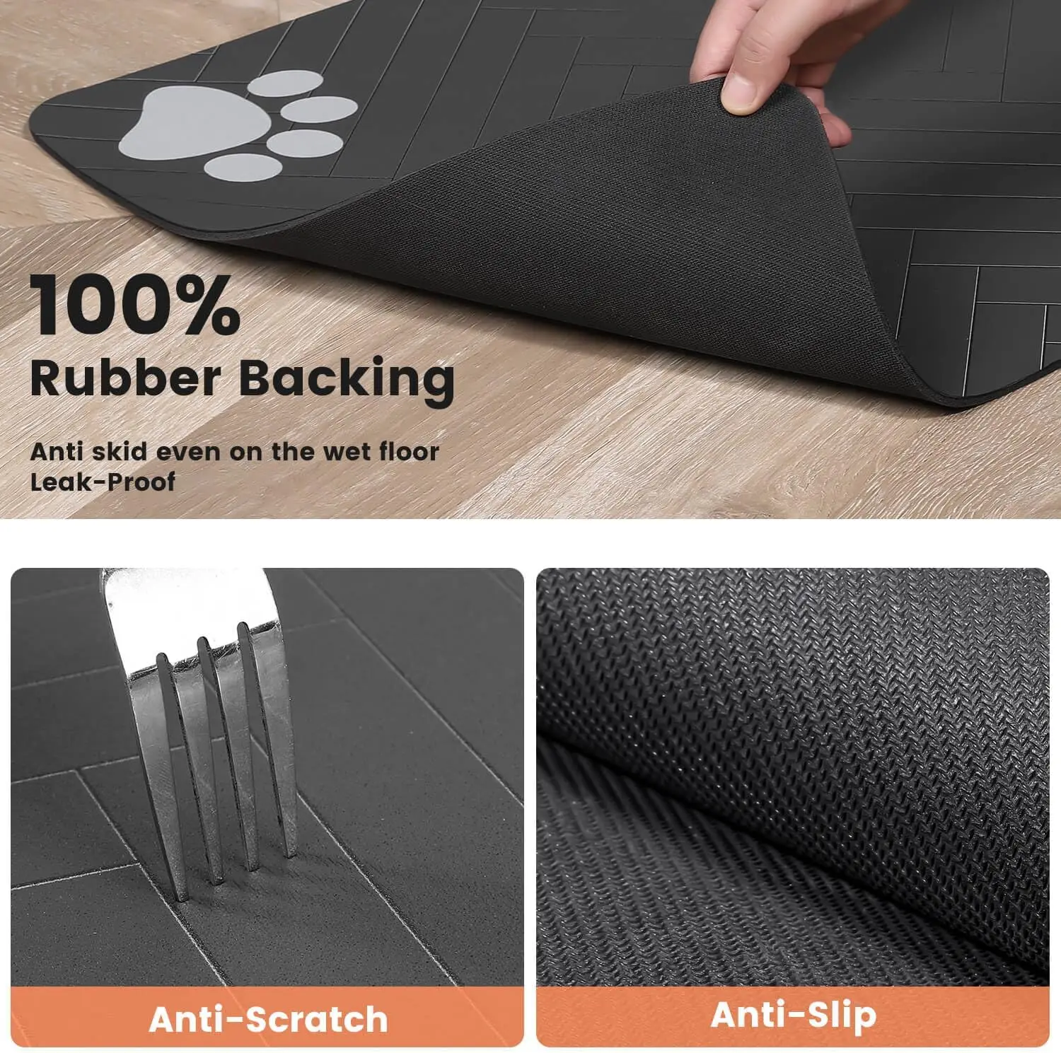 Pet Feeding Mat-Absorbent Pet Placemat for Food and Water Bowl, with Waterproof Rubber Backing, Quick Dry Water Mat for Dog Cat - Image 5
