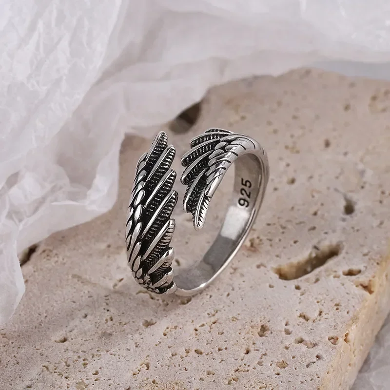 Silver Color Hip Hop Vintage Couples Creative Wings Open Rings For Women Girls Punk Ring Party Jewelry Birthday Gift - Image 5