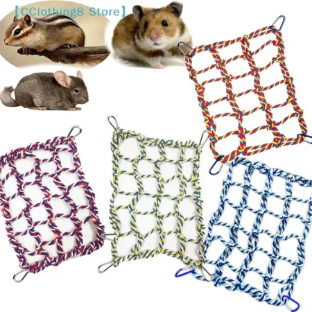 1Pcs Fun Hanging Play Sleep Gear Trending Pet Hammock Net Sturdy Braided Bed For Small Pets Parrots Guinea Pigs【AliS8】