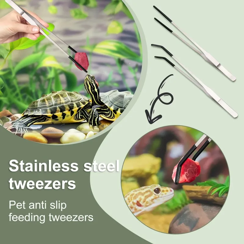 2pcs Bent Tip Tweezers For Crafts Stainless Steel Straight And Curved Nippers Tweezers Feeding Tongs For Reptile Lizards Spider - Image 2