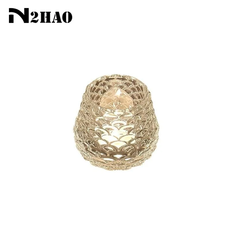 Fashion Candle Holder Cup Vertical Striped Glass Fragrance Candle Vessel For Romantic Candlelight Dinner Home Decoration〔Nest〕 - Image 5