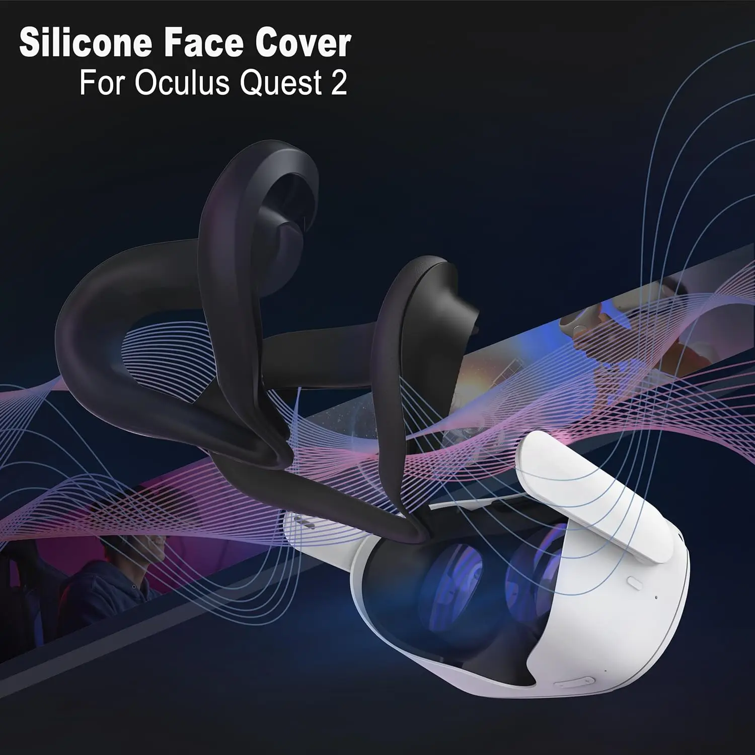 Face Pad Cover for Oculus Quest 2 with Lens Covers Protectors Washable VR Silicone Covers - Image 2