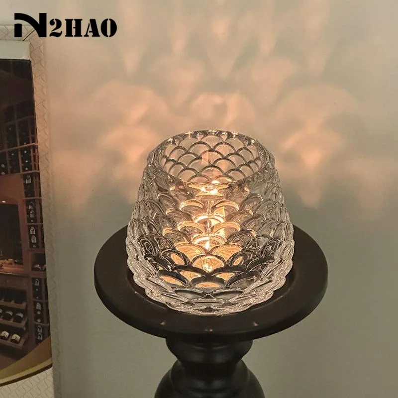 Fashion Candle Holder Cup Vertical Striped Glass Fragrance Candle Vessel For Romantic Candlelight Dinner Home Decoration〔Nest〕