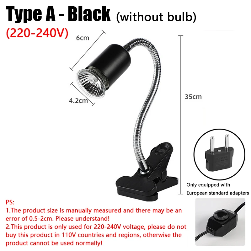 Reptile heating lamp holder UVA UVB Light Rotatable Basking Spot Light Simulated Sunlight For Turtle Lizard Dimmable 220-240V - Image 11