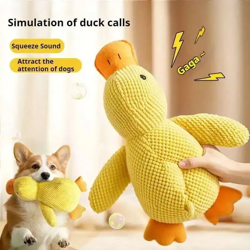 Pet Plush Toy Dog Calming Duck Companion Sleeping Duck Toys Chew Toy Durable Squeaky for Puppy Pet Teeth Cleaning Chew Pet Toy - Image 2