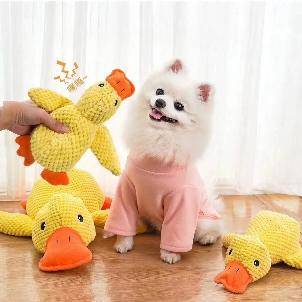 Pet Plush Toy Dog Calming Duck Companion Sleeping Duck Toys Chew Toy Durable Squeaky for Puppy Pet Teeth Cleaning Chew Pet Toy - Image 5