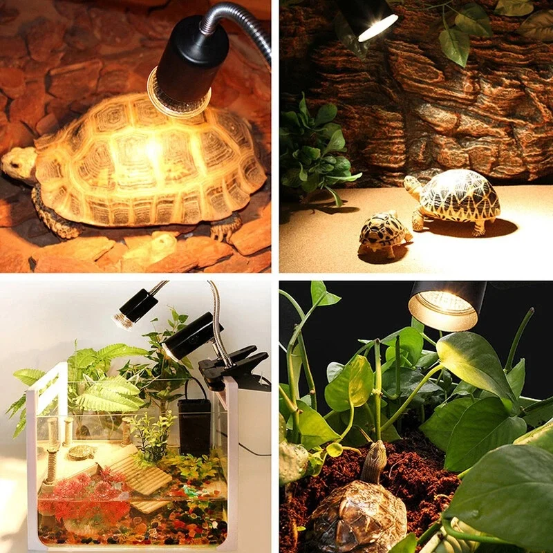 Reptile Heat Lamp UVA UVB Light Rotatable Basking Spot Light Simulated Sunlight For Turtle Lizard Clip-on Lamp Holder 25-75W - Image 5