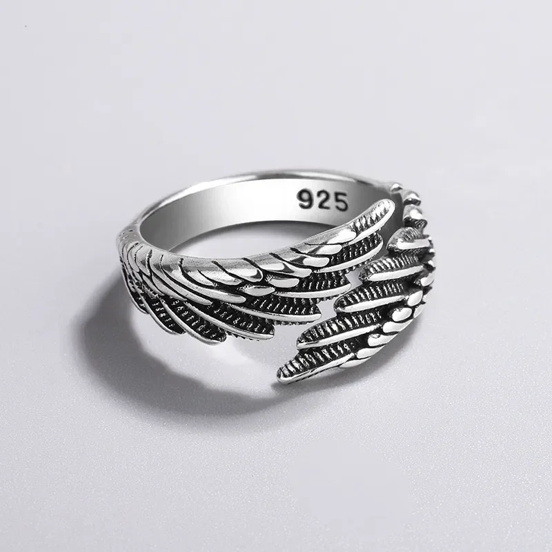 Silver Color Hip Hop Vintage Couples Creative Wings Open Rings For Women Girls Punk Ring Party Jewelry Birthday Gift - Image 2