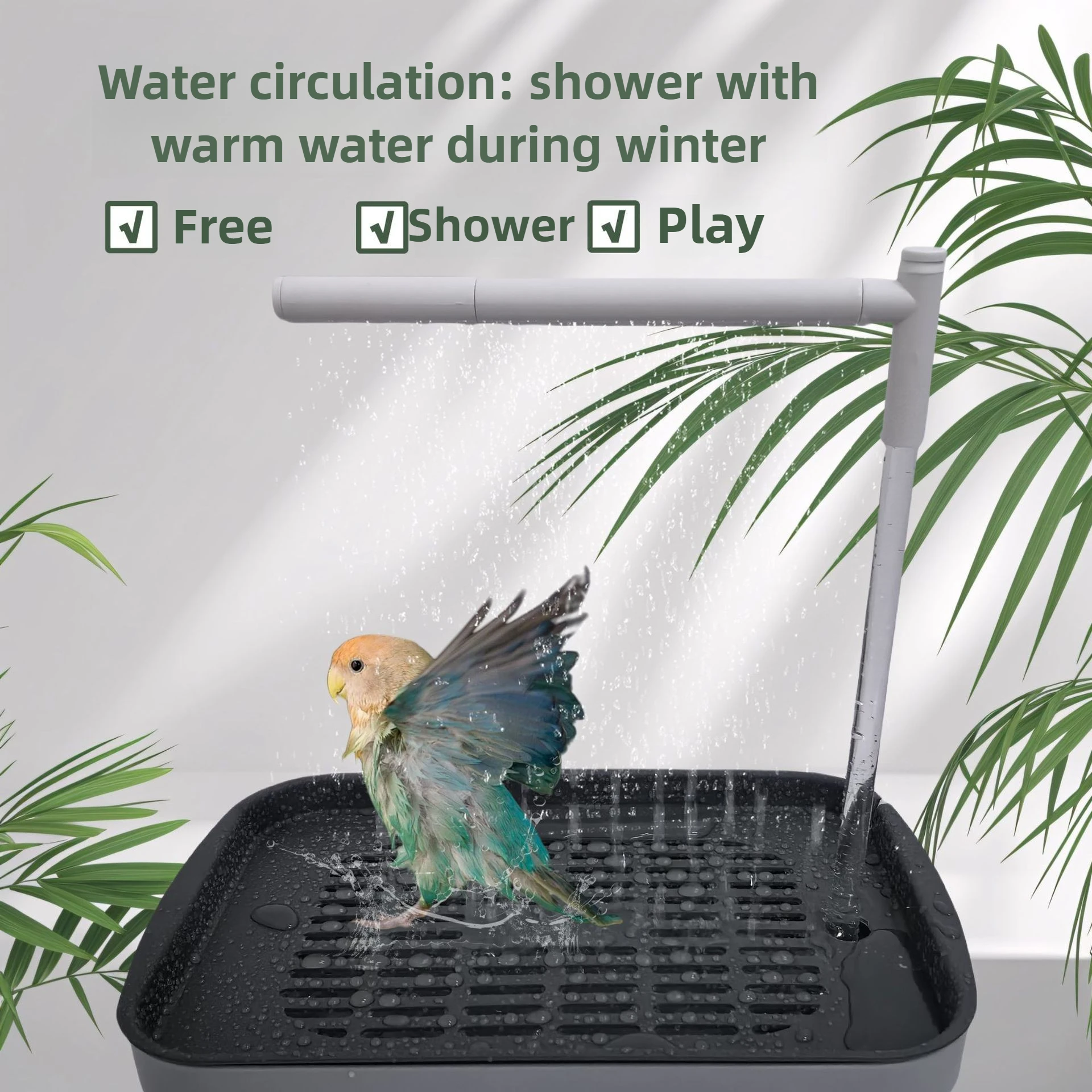 Bird Daily Use Bathtub Bird Shower Basin for Health Tabletop Parrots Bathing Parrot PeonyBath Automatically Circulates Bird Bath - Image 4