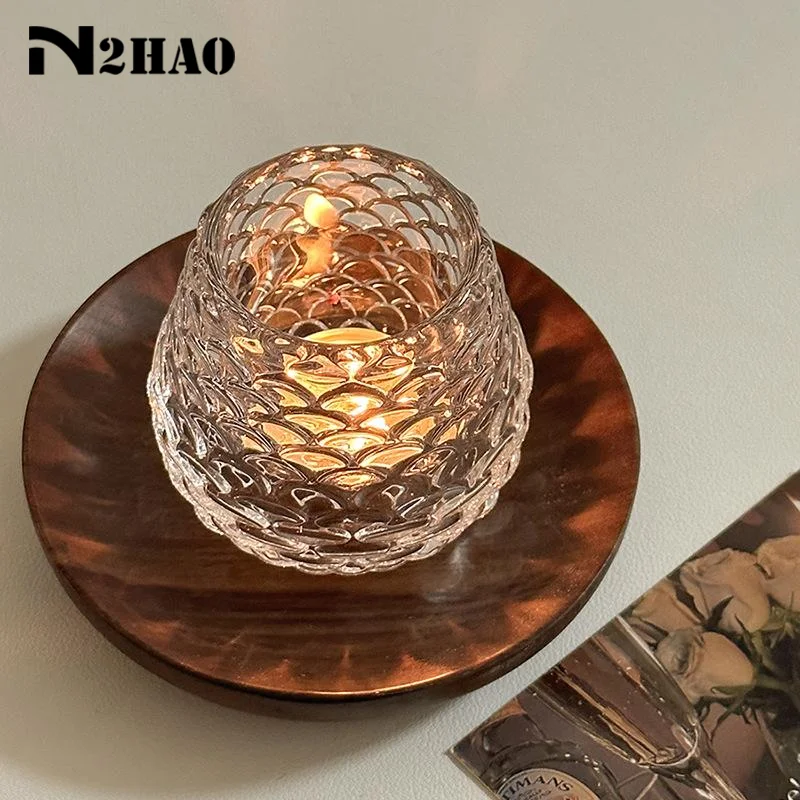 Fashion Candle Holder Cup Vertical Striped Glass Fragrance Candle Vessel For Romantic Candlelight Dinner Home Decoration〔Nest〕 - Image 2