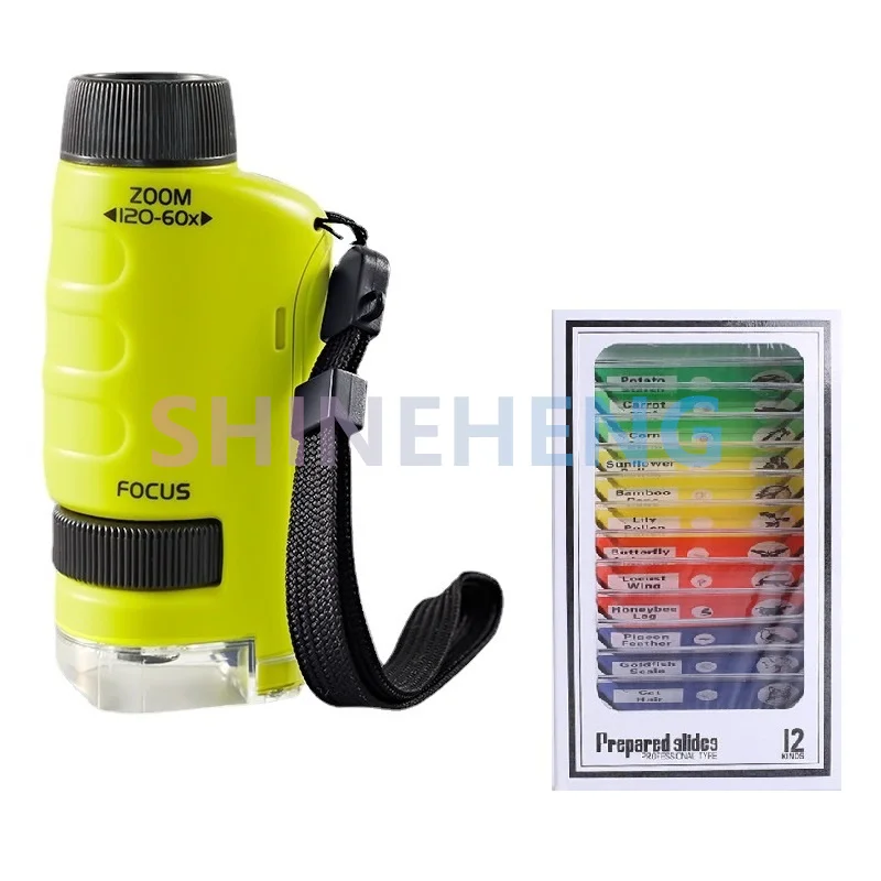 Pocket Microscope Kids Science Toy Kit 60-120x Educational Mini Handheld Microscope with LED Light Outdoor Children Stem Toy - Image 11