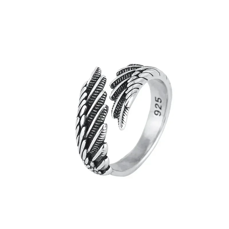 Silver Color Hip Hop Vintage Couples Creative Wings Open Rings For Women Girls Punk Ring Party Jewelry Birthday Gift - Image 3