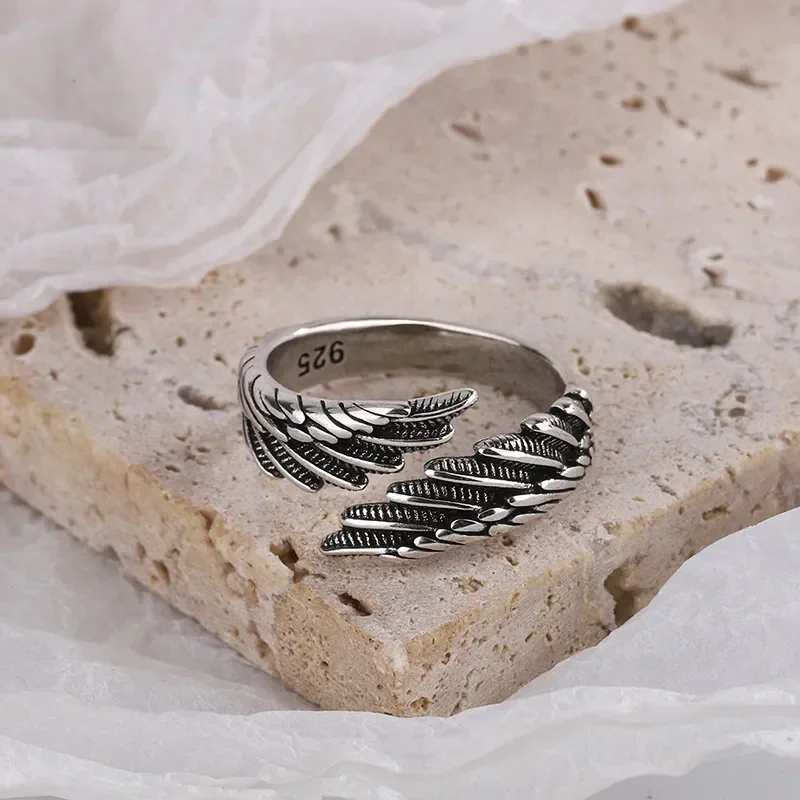 Silver Color Hip Hop Vintage Couples Creative Wings Open Rings For Women Girls Punk Ring Party Jewelry Birthday Gift - Image 4