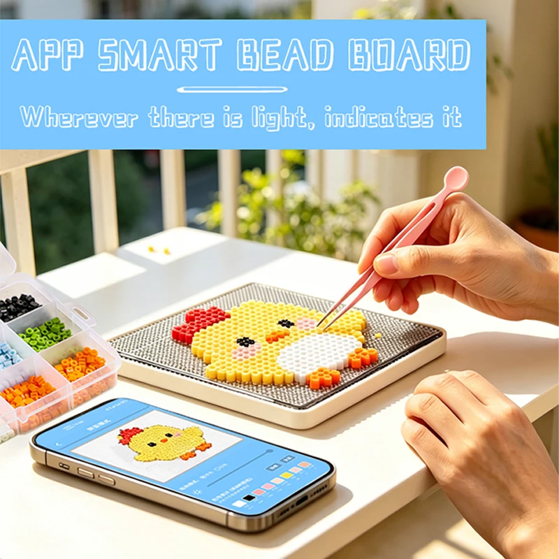 1SET Smart LED Light Guide Bead Board,Educational Fuse Bead Toy with Color Matching Light Template for Kids Handcraft Game Gift - Image 6