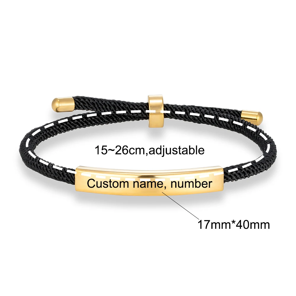 MKENDN Punk SOS Custom logo Name Engrave Text Rope Bracelet customize Stainless Steel Bracelets For Women Men ID Bracelet - Image 5