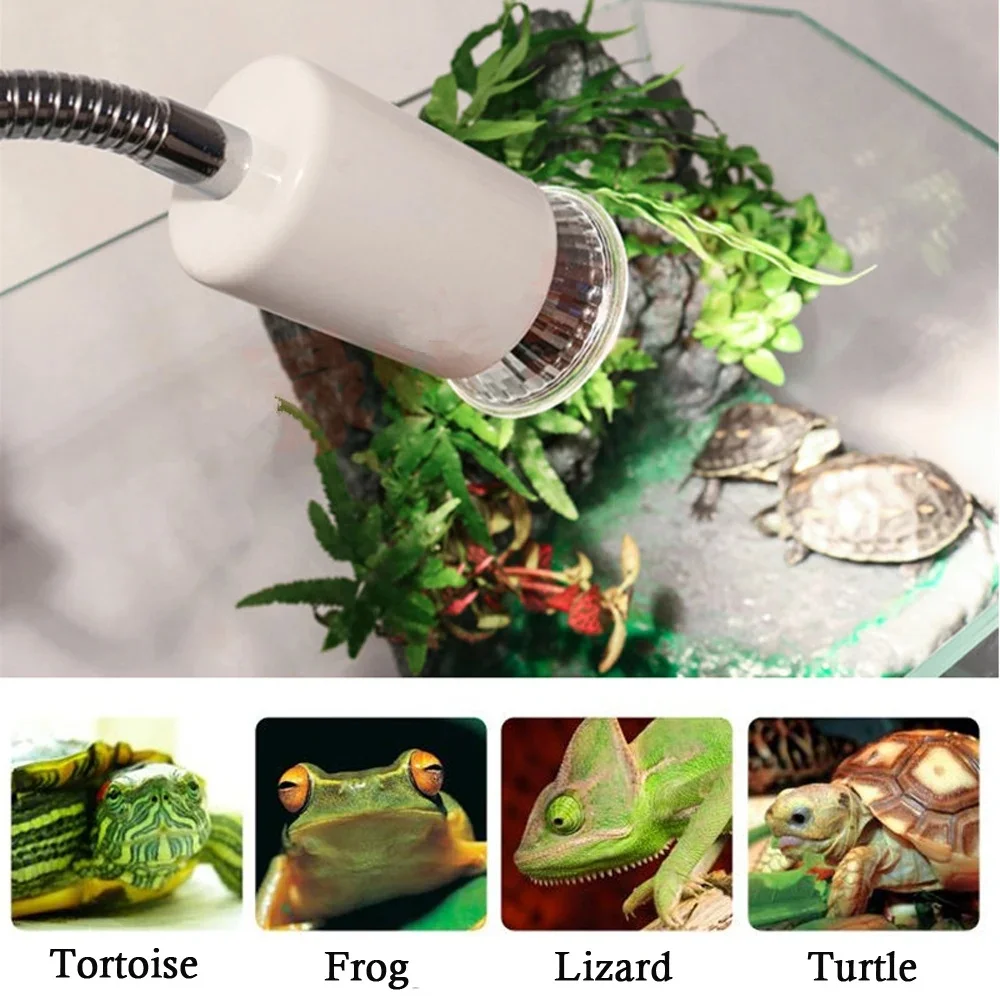 Reptile Heat Lamp UVA UVB Light Rotatable Basking Spot Light Simulated Sunlight For Turtle Lizard Clip-on Lamp Holder 25-75W - Image 4
