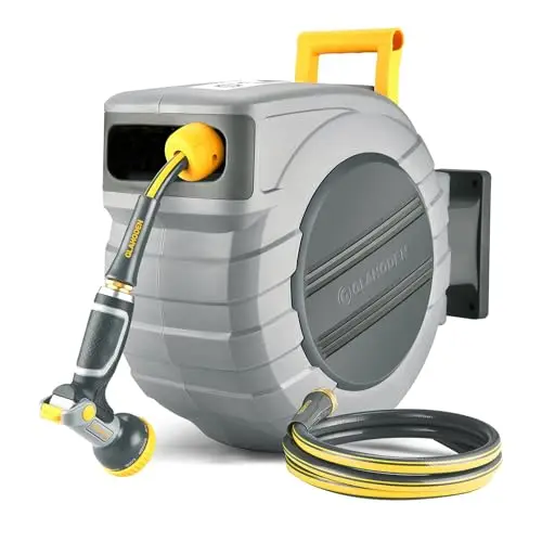 5/8 100FT Retractable Garden Hose Reel High Pressure Wall Mounted Water Hose Pipe for Home Fire Garden Pet Car Wash OEM - Image 7