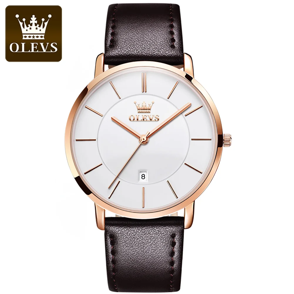 OLEVS 5869 Couple Hand Watch Luxury Brand Genuine Leather WristWatch Not Specified WaterProof Quartz Watch for Men and Women - Image 12