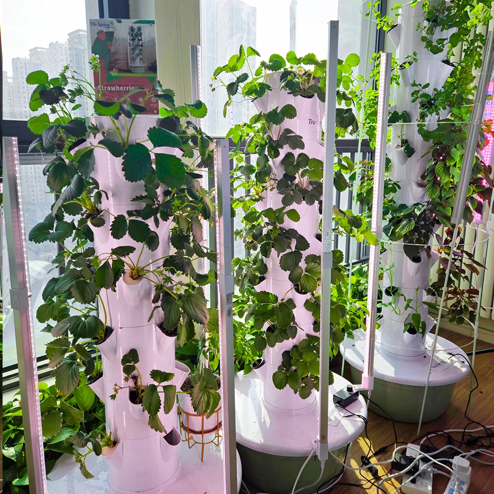 7 Layers Hydroponic Tower Garden System with Full Spectrum LED Lights Indoor Aeroponic Vertical Growing System for Lettuce Herbs - Image 3