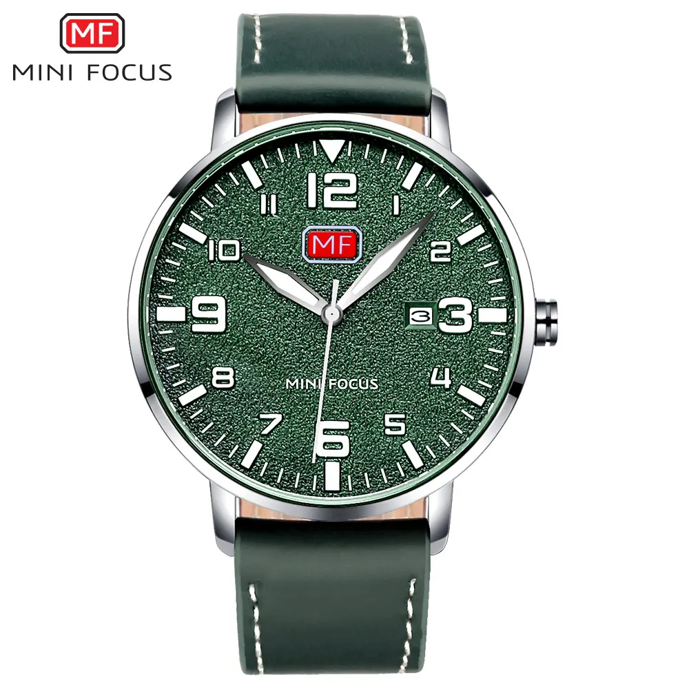 MINI FOCUS 0158 G Fashion Green Leather Watches Men Army Navy Watch Relojes - Image 9