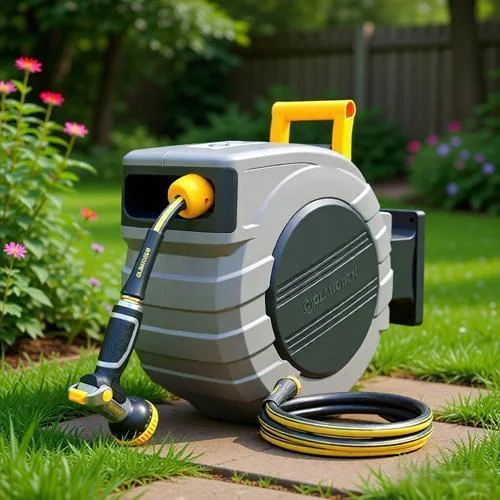 5/8 100FT Retractable Garden Hose Reel High Pressure Wall Mounted Water Hose Pipe for Home Fire Garden Pet Car Wash OEM