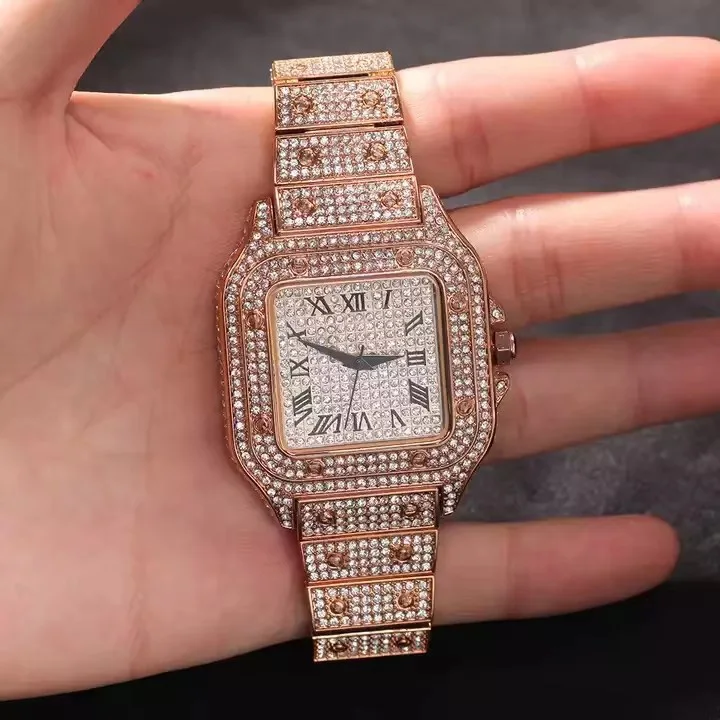 Hip Hop Diamond Watch Fashion Luxury Quartz Watches Stainless Steel Diamond Dial Iced Out Quartz Watch - Image 7