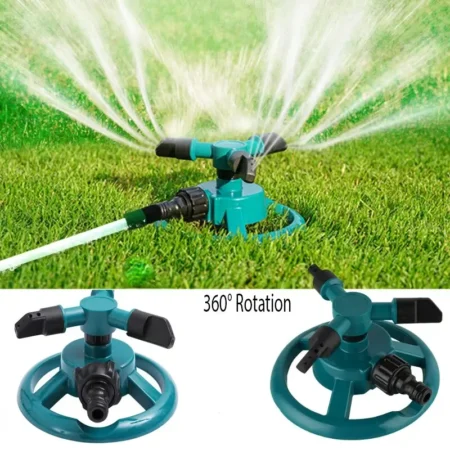 360° Auto-Rotating Adjustable Garden Sprinkler Nozzle Plastic Irrigation Water-Saving Tool for Lawn & Agricultural Use