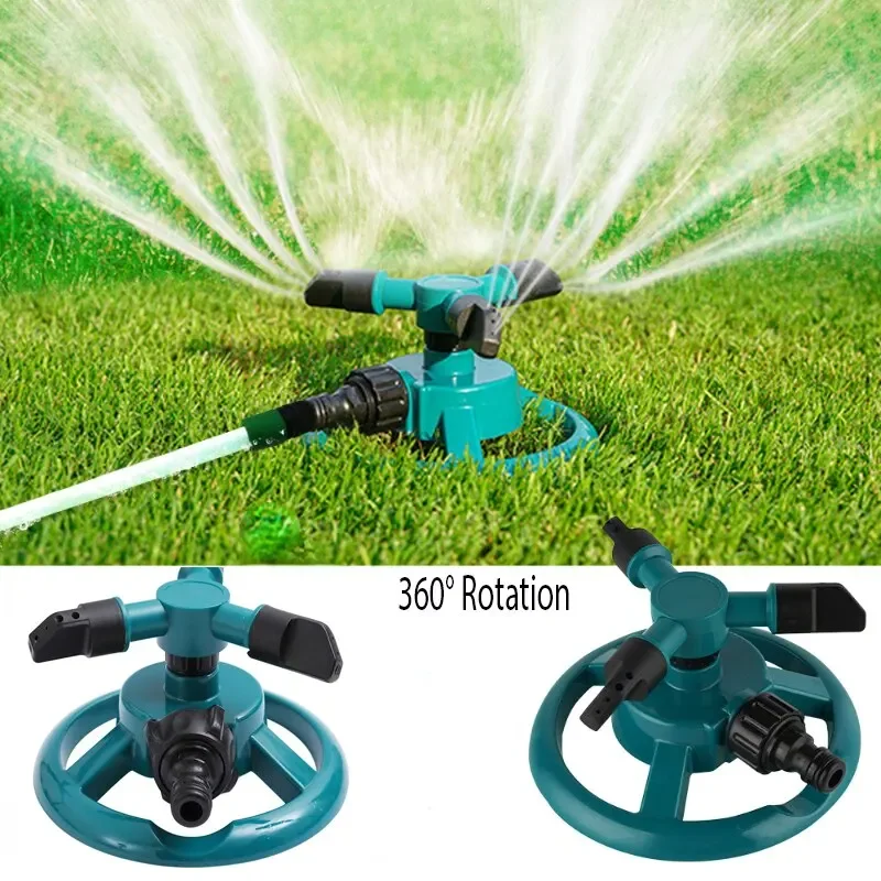 360° Auto-Rotating Adjustable Garden Sprinkler Nozzle Plastic Irrigation Water-Saving Tool for Lawn & Agricultural Use