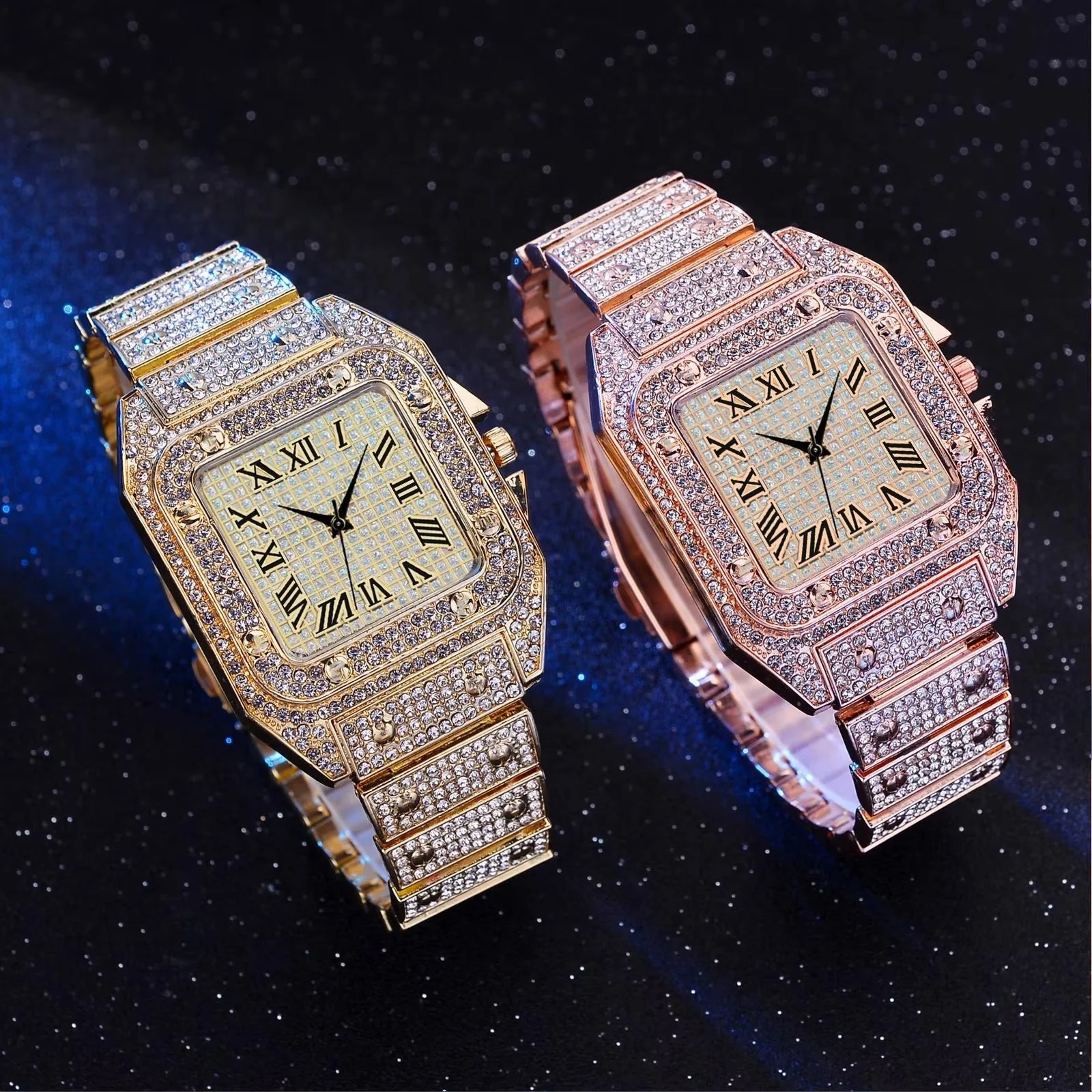 Hip Hop Diamond Watch Fashion Luxury Quartz Watches Stainless Steel Diamond Dial Iced Out Quartz Watch - Image 4