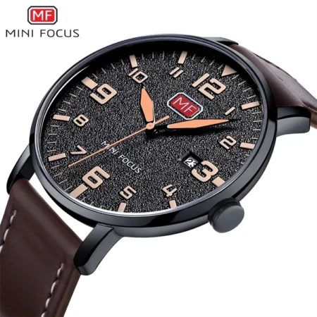 MINI FOCUS 0158 G Fashion Green Leather Watches Men Army Navy Watch Relojes